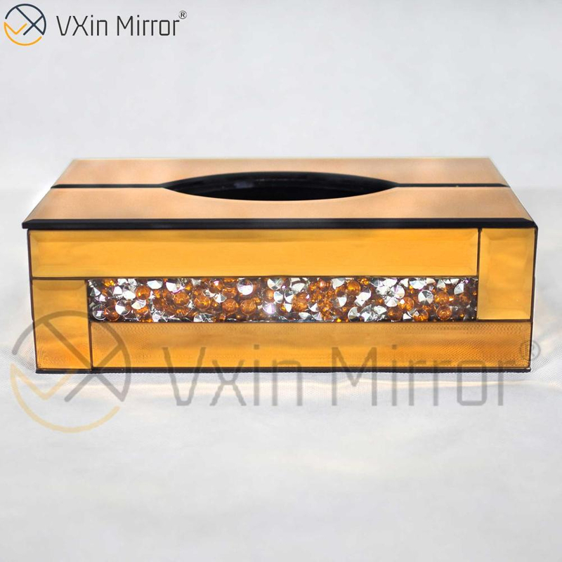Vxin Mirror WXB-001 Коричневый Роскошный стеклянный измельченный алмазный ящик для салфеток Зеркальный ящик для салфеток