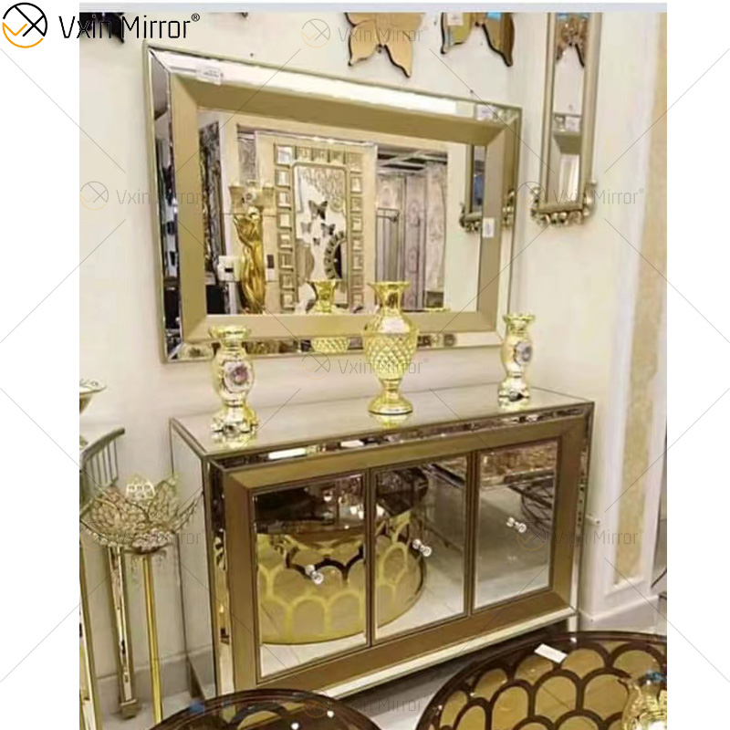 Роскошный буфет WXF-268 Champage Gold Design с зеркальным шкафом с выдвижными ящиками Muti