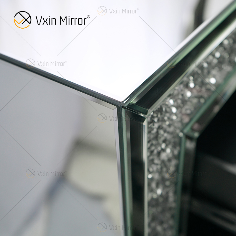 Вксин отразил серебряный измельченный алмазный прикроватный тумбочку с 5 ящиками