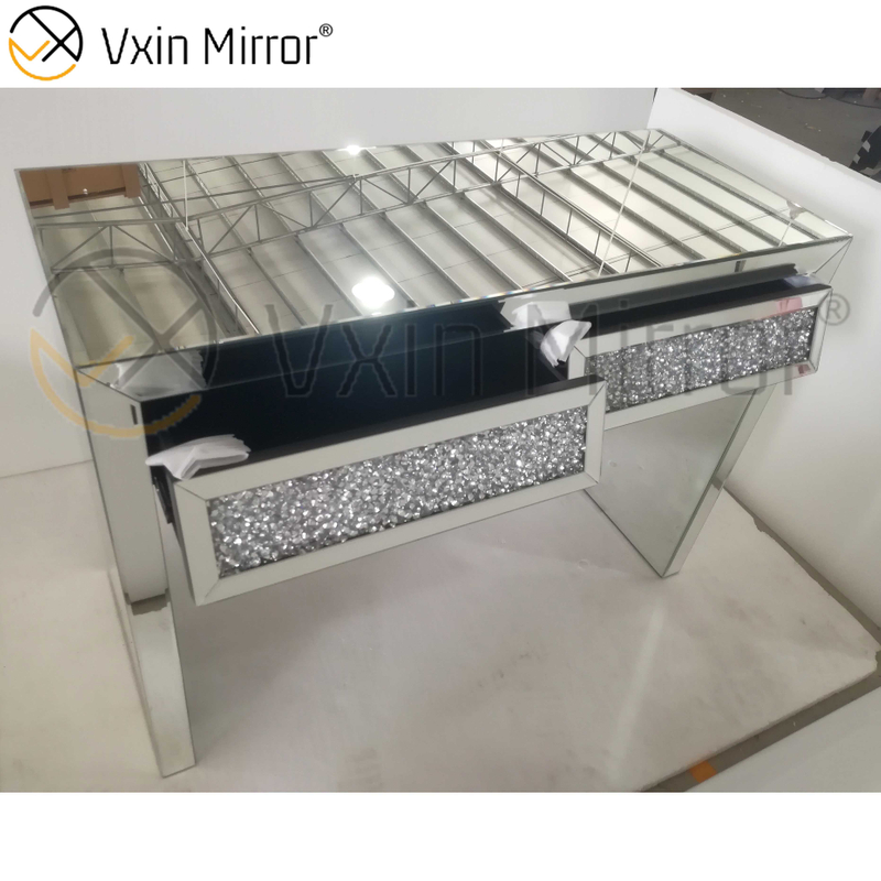 Зеркальный консольный стол VXin WXWF-710 Серебряный приставной столик с двумя ящиками из измельченного алмаза Beval