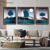 Античный стиль Vxin WXPA-003 Простота деревьев Краска Зеркало в рамке Wall Art Перо Подвесная картина для гостиной Набор для продажи