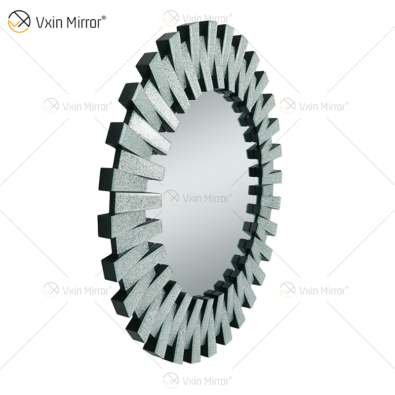Высококачественное настенное украшение WXM-1138 Diamond Shade Silver 3D Glass Wall Hanging Mirror