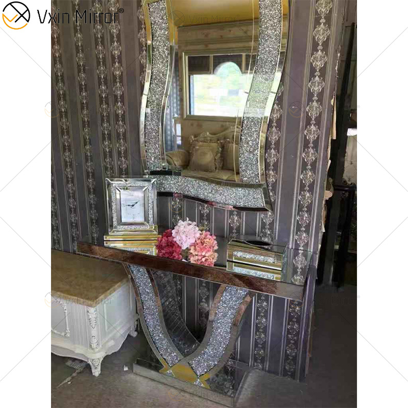 Зеркальная мебель Vxin, современная мебель из дробленого алмазного зеркала, консольный стол, мебель для стола