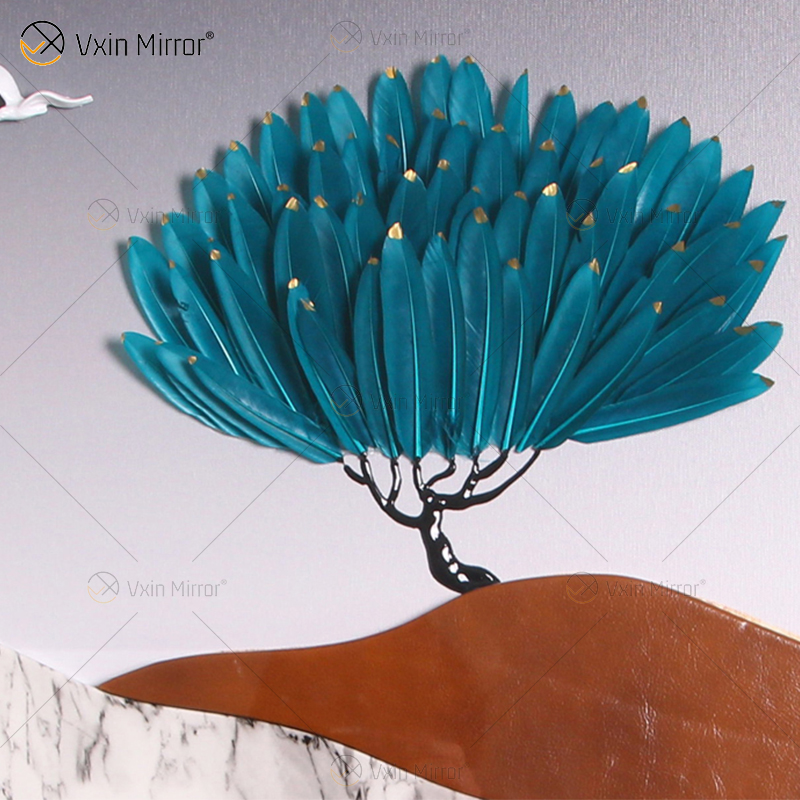 Античный стиль Vxin WXPA-003 Простота деревьев Краска Зеркало в рамке Wall Art Перо Подвесная картина для гостиной Набор для продажи