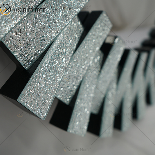 Высококачественное настенное украшение WXM-1138 Diamond Shade Silver 3D Glass Wall Hanging Mirror