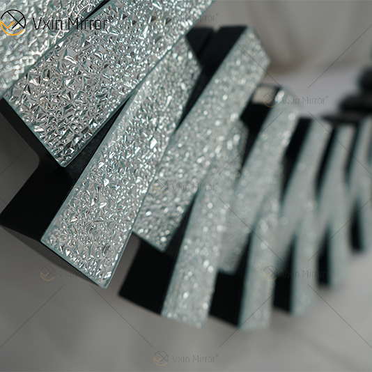 Высококачественное настенное украшение WXM-1138 Diamond Shade Silver 3D Glass Wall Hanging Mirror