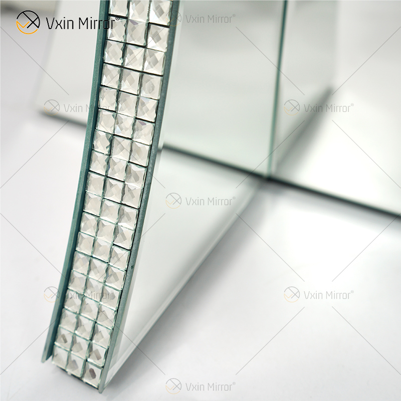 Роскошный зеркальный шкаф из измельченного алмазного хрусталя для прихожей, круглый серебряный зеркальный прикроватный столик, диваны, журнальный столик, мебель WXF-145