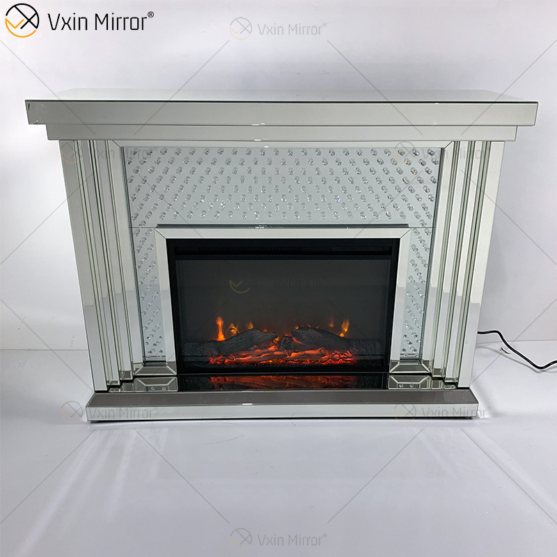 Современный WXWF-1096 Sparkle Electric LED Зеркальный камин из дробленого хрусталя