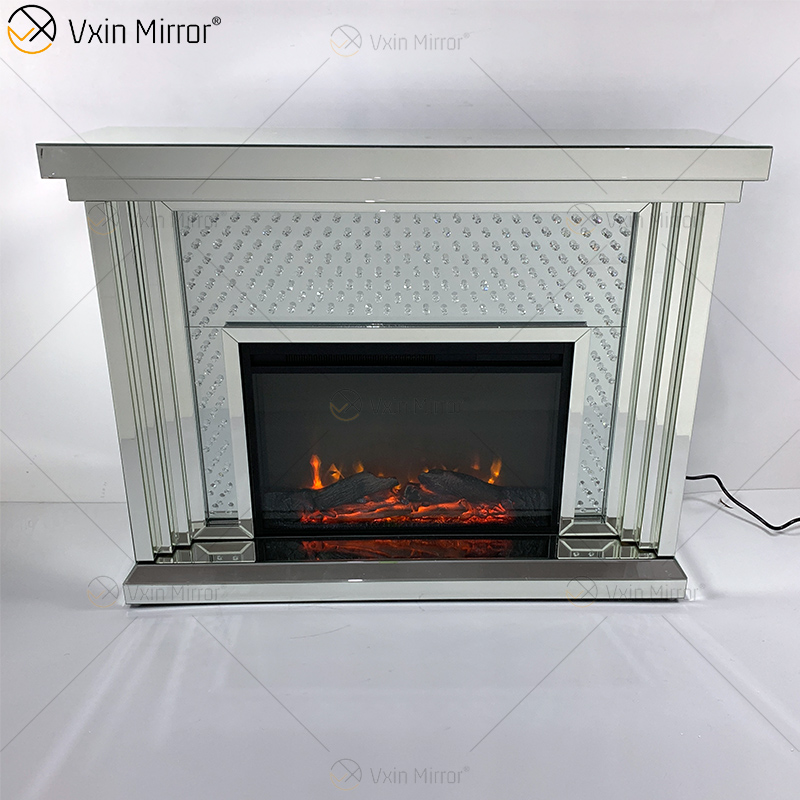 Современный WXWF-1096 Sparkle Electric LED Зеркальный камин из дробленого хрусталя