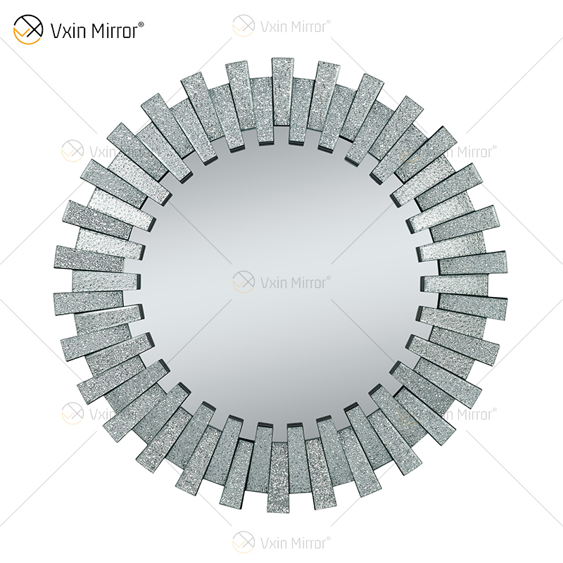 Высококачественное настенное украшение WXM-1138 Diamond Shade Silver 3D Glass Wall Hanging Mirror