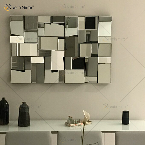 VXin Mirror WXM-1548 Moden Silver Glass 3D Декоративное настенное зеркало Home Decor для гостиной, спальни