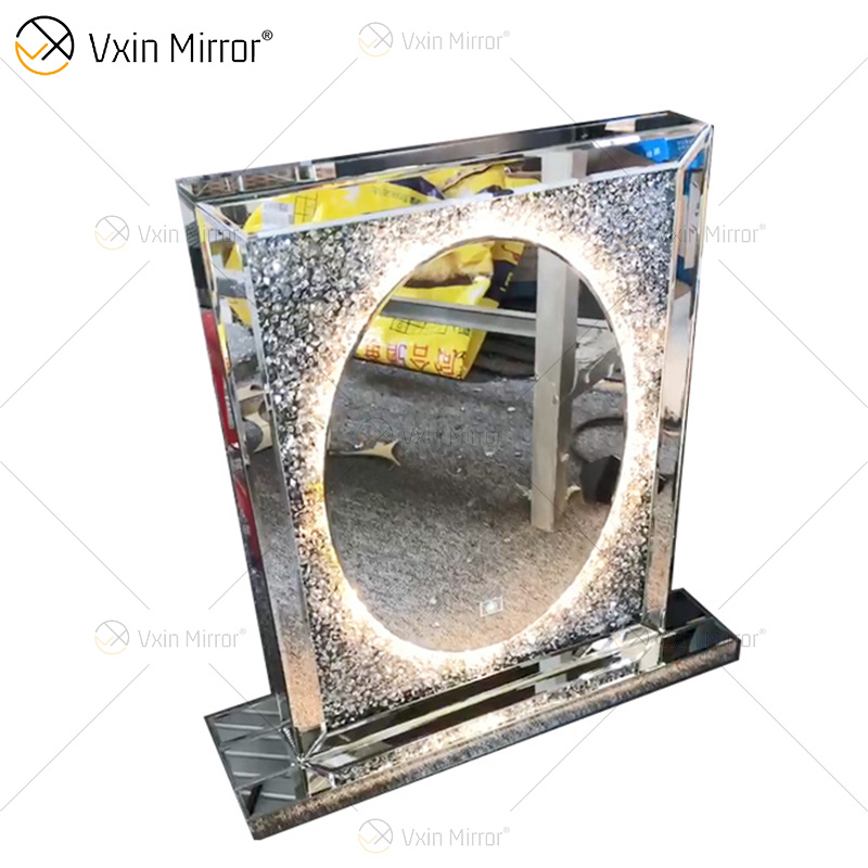 Профессиональное производство высокого качества Vxin Mirror WXM-2596 3-цветный светодиодный светильник с бриллиантами Простое стильное зеркало для макияжа с сенсорным экраном
