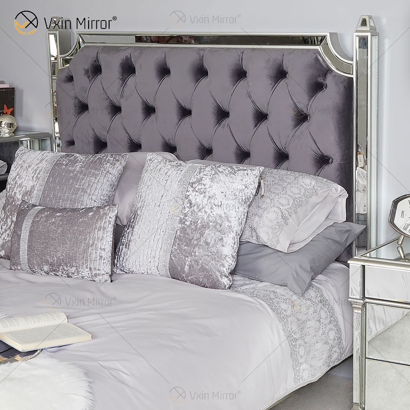 Антикварная мебель Vxin WXWF-1082 King Bed Grace Champagne Silver Frame Зеркальная суперкровать