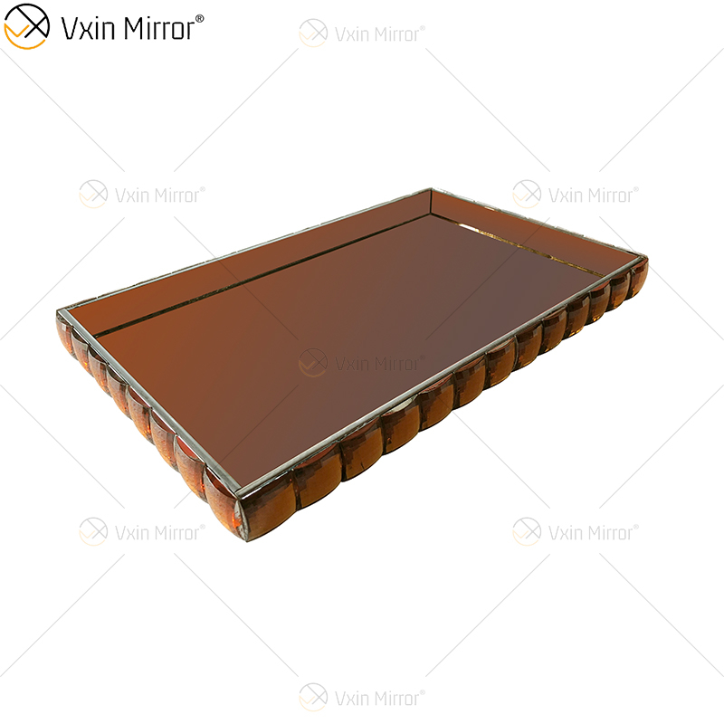 Vxin Mirror WXT-004 Современное украшение Серебряный коричневый зеркальный прямоугольный поднос для ювелирных изделий
