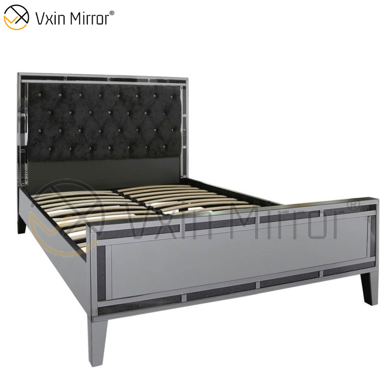 Зеркальная мебель Vxin WXWF-698-1Черная рама Серебряная зеркальная кровать размера "king-size" и "queen-size"