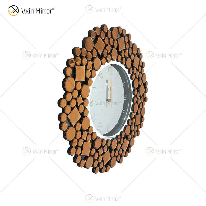 Зеркальные часы WXMC-085 Silver Wall Decor Элегантные хрустальные круглые часы