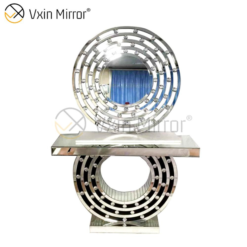 Самая популярная элегантная популярная мебель Vxin Silver Glass CC Console Table с наборами зеркал