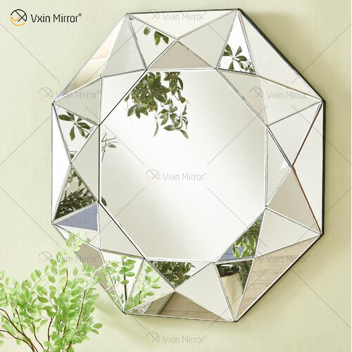 VXin Mirror WXM-1719 Moden Silver Glass 3D Декоративное настенное зеркало Home Decor для гостиной, спальни