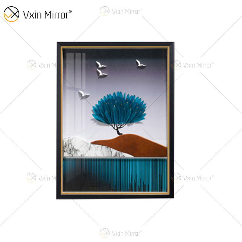 Античный стиль Vxin WXPA-003 Простота деревьев Краска Зеркало в рамке Wall Art Перо Подвесная картина для гостиной Набор для продажи