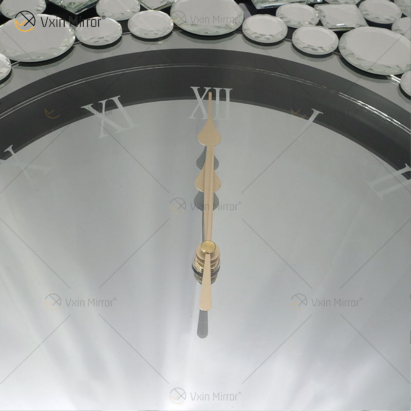 Зеркальные часы WXMC-085 Silver Wall Decor Элегантные хрустальные круглые часы