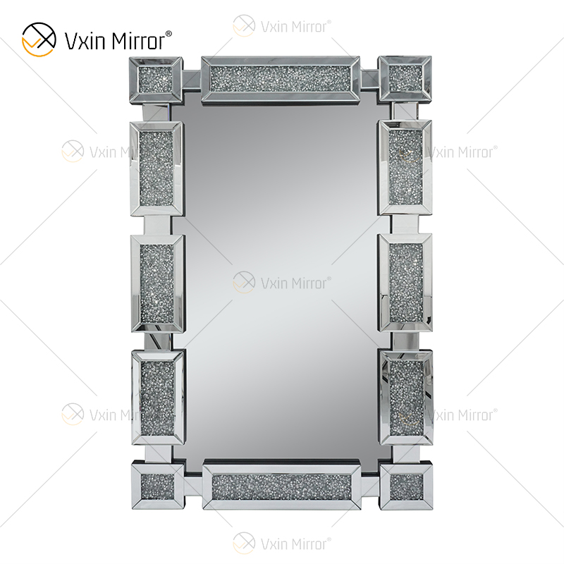 Прямоугольный новый дизайн Vxin WXM-1149 Настенный декор Серебряный дробленый бриллиант Настенное зеркало Настенное зеркало