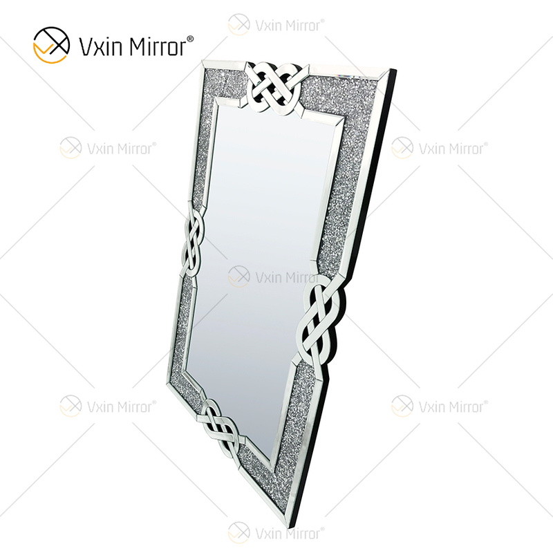 Прямоугольное настенное зеркало VXin WXM-1760 с серебряным крошеным бриллиантом
