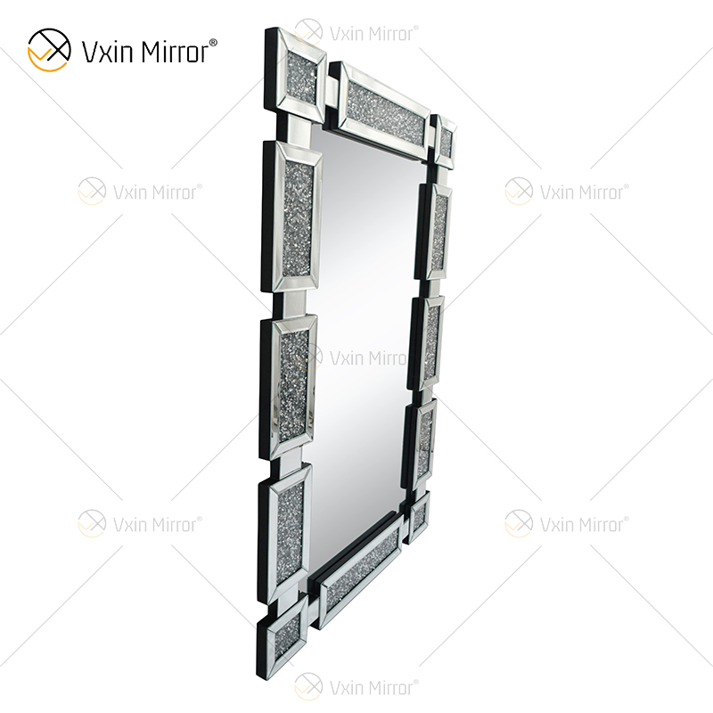 Прямоугольный новый дизайн Vxin WXM-1149 Настенный декор Серебряный дробленый бриллиант Настенное зеркало Настенное зеркало