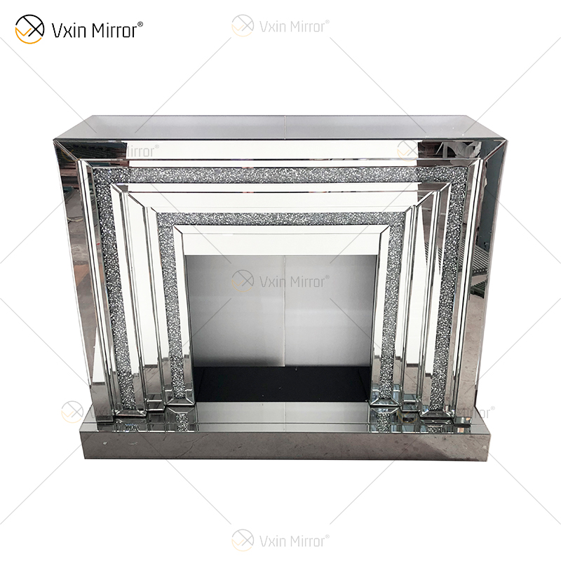 WXWF-1093 Зеркальный камин с плавающим блестящим кристаллом и бриллиантами со вставками в горячей продаже, настраиваемый