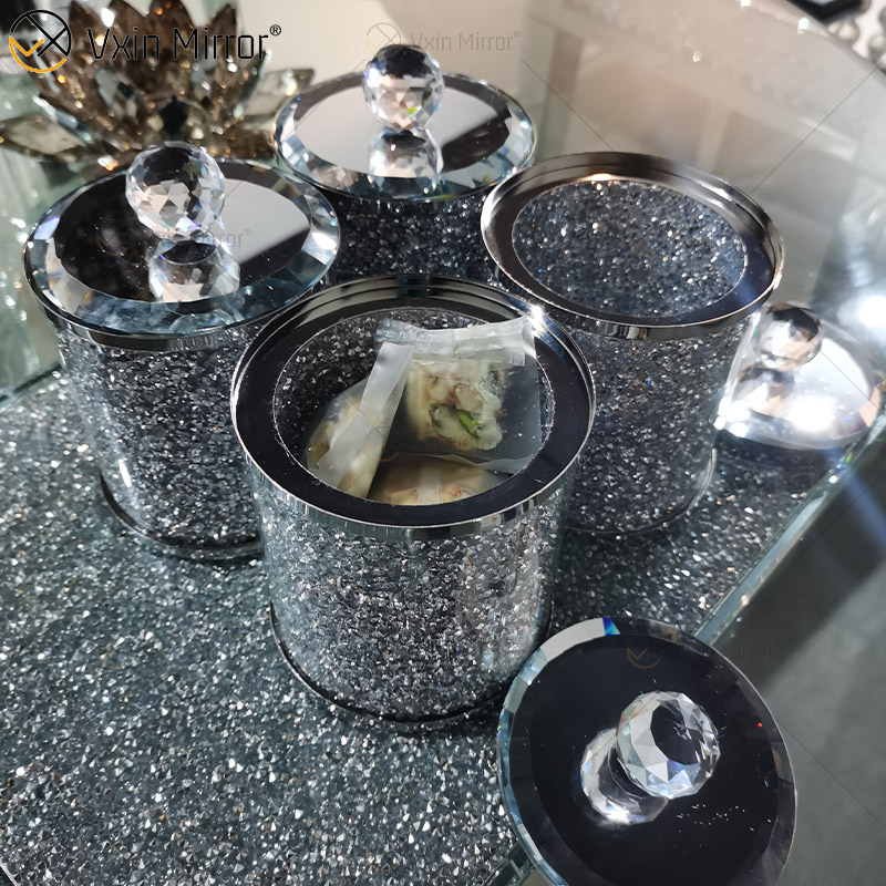 Упаковка высшего качества VX-01 Silver Home Decor Акриловые зеркальные стеклянные банки и бутылки с крышкой