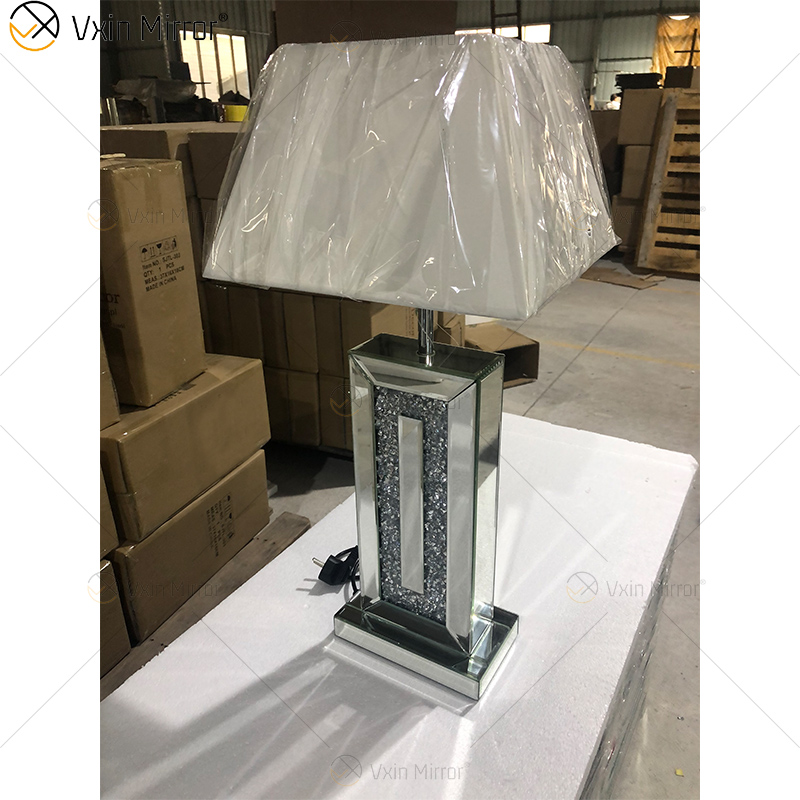 Высочайшее качество WXTL-146 Современная прикроватная зеркальная лампа из дробленого хрусталя с абажуром для секционного дивана