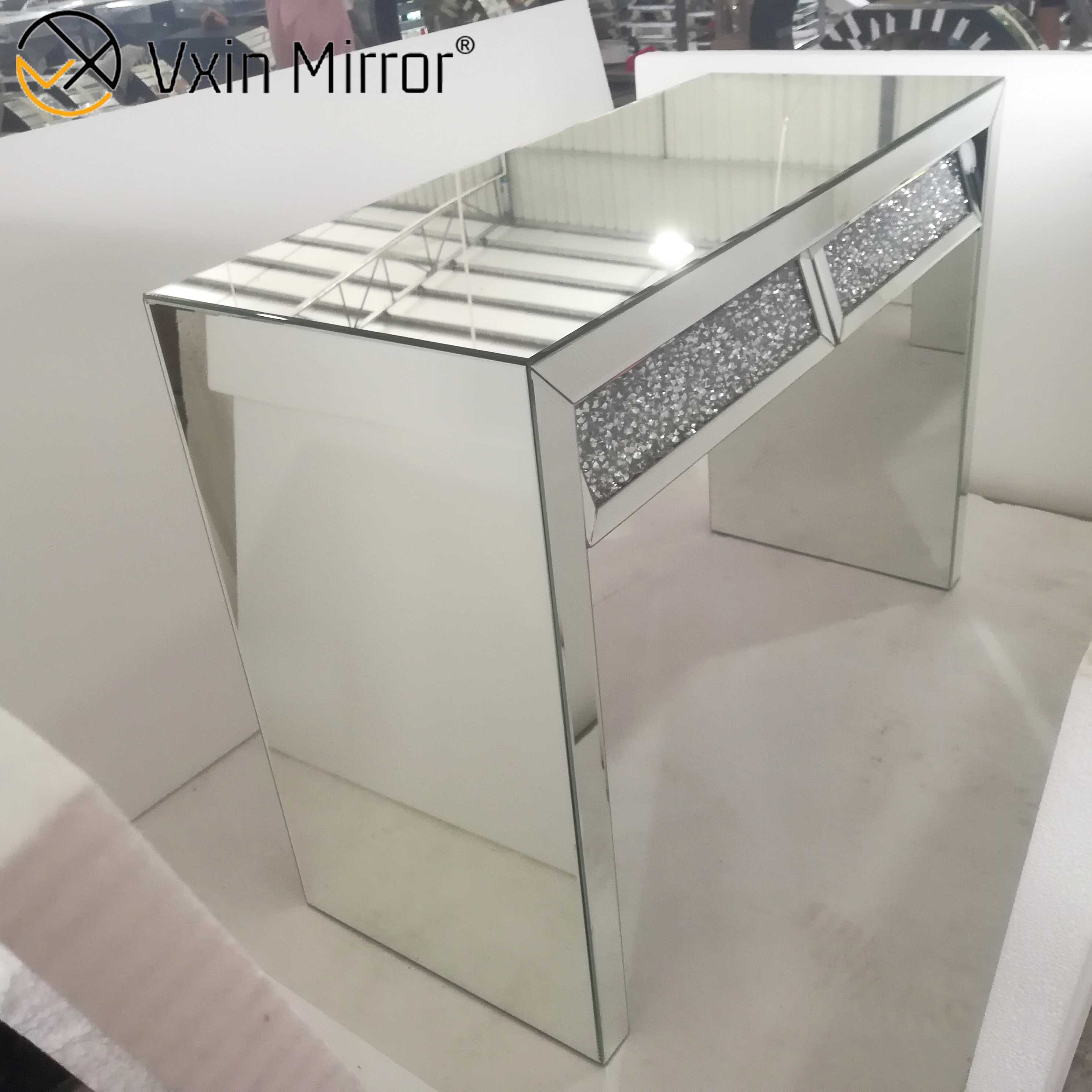 Зеркальный консольный стол VXin WXWF-710 Серебряный приставной столик с двумя ящиками из измельченного алмаза Beval