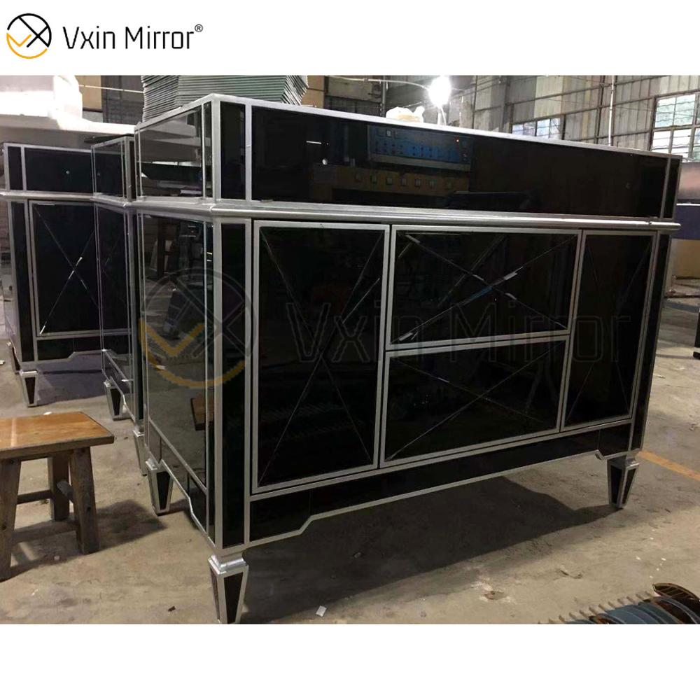 Зеркальный шкаф VXin из черного стекла для гостиной с зеркальным отражением