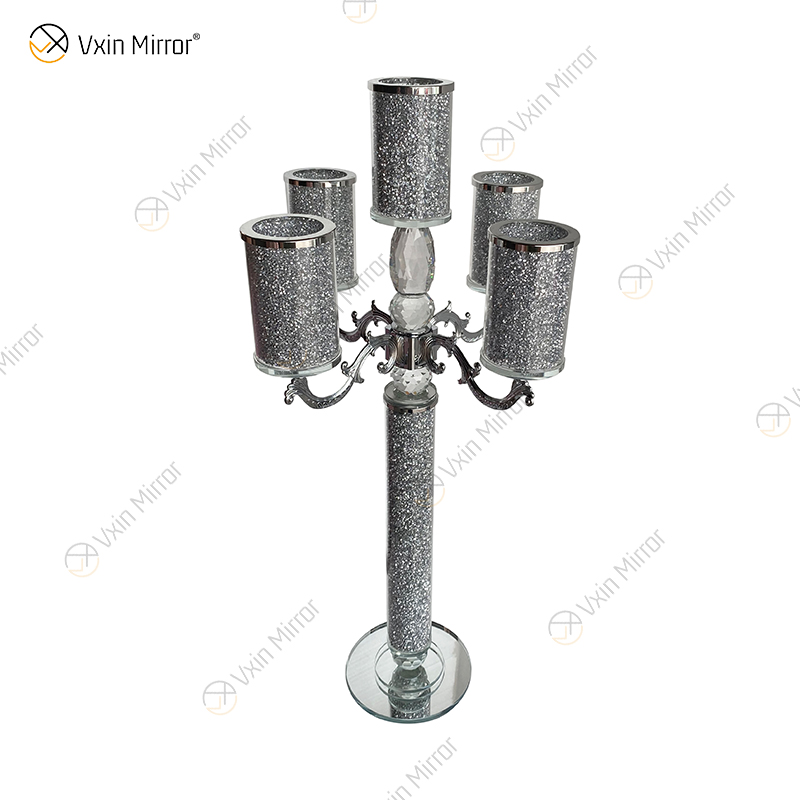 Настраиваемое имя Современный элегантный VX-09 Silver Crystal 75 Light Mirrorr Подсвечник для домашней свадьбы