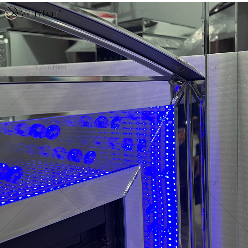 Новый дизайн WXMF096-2 LED Серебряный хрустальный стеклянный зеркальный камин в гостиной с вставкой для внутреннего освещения