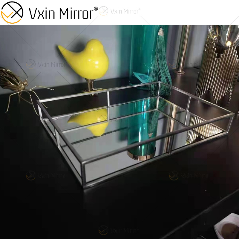 Горячее надувательство Vxin Mirror WXT-005 Современный декор Серебряный каркас из нержавеющей стали Зеркальный лоток 2 Размер
