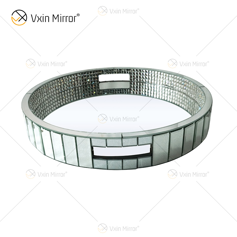 Элегантные декоративные бусины WXMT-017 Modern Crystal Silver Mirror Round Tray