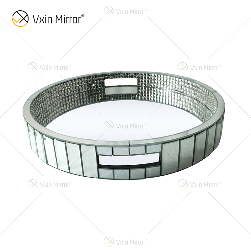 Элегантные декоративные бусины WXMT-017 Modern Crystal Silver Mirror Round Tray