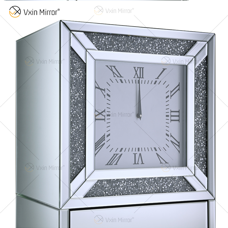 Элегантный домашний декор WXF-739 Серебряный шкаф для часов с бриллиантами и 2 ящиками