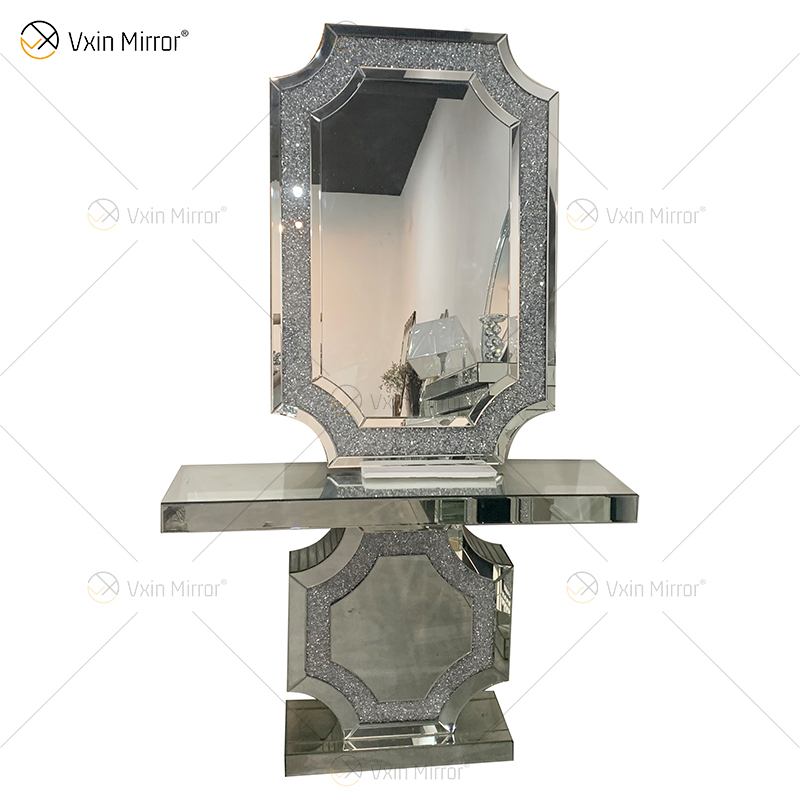 Новейший консольный стол Vxin Mirror Silver Crush Diamond с зеркалом длины