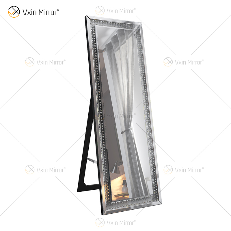 Горячая продажа WXFL-2588 Современное хрустальное восьмиугольное зеркало в полный рост Серебряное напольное зеркало