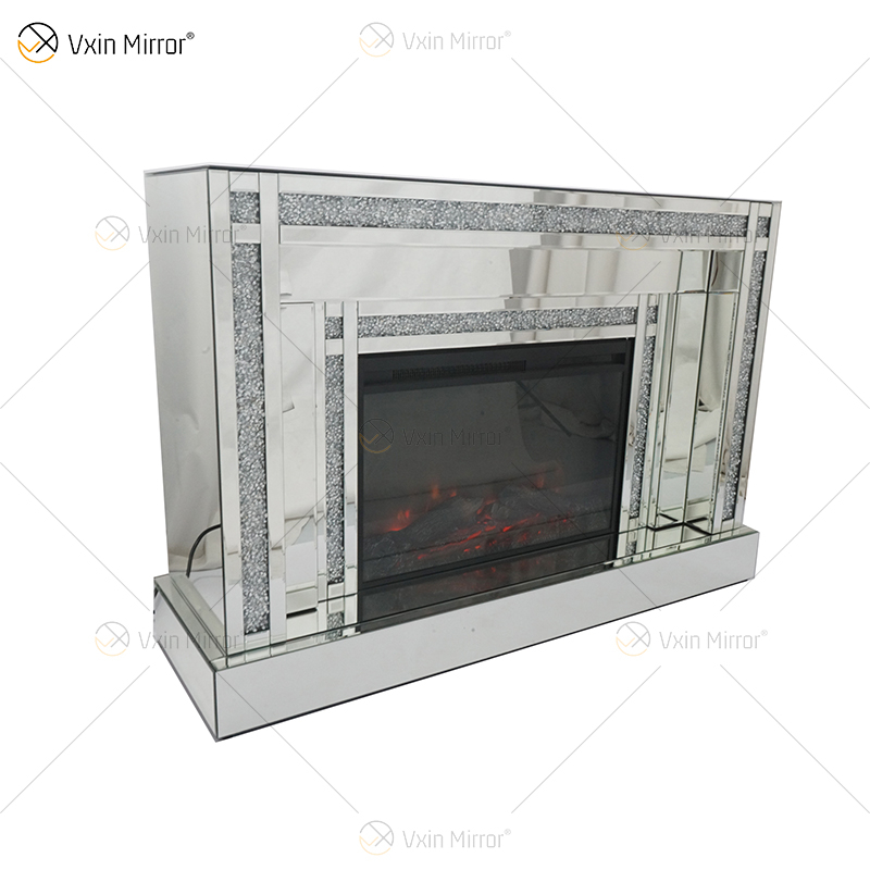 Diamond Luxury Popular Crush Sparkle Crystal Double Band Mirrored WXWF-1109 Камин Surround с электрическим зеркальным камином