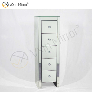 Vxin Mirror WXF-006 Пять ящиков Серебряная стеклянная тумбочка Прикроватная тумбочка Зеркальная прикроватная тумбочка