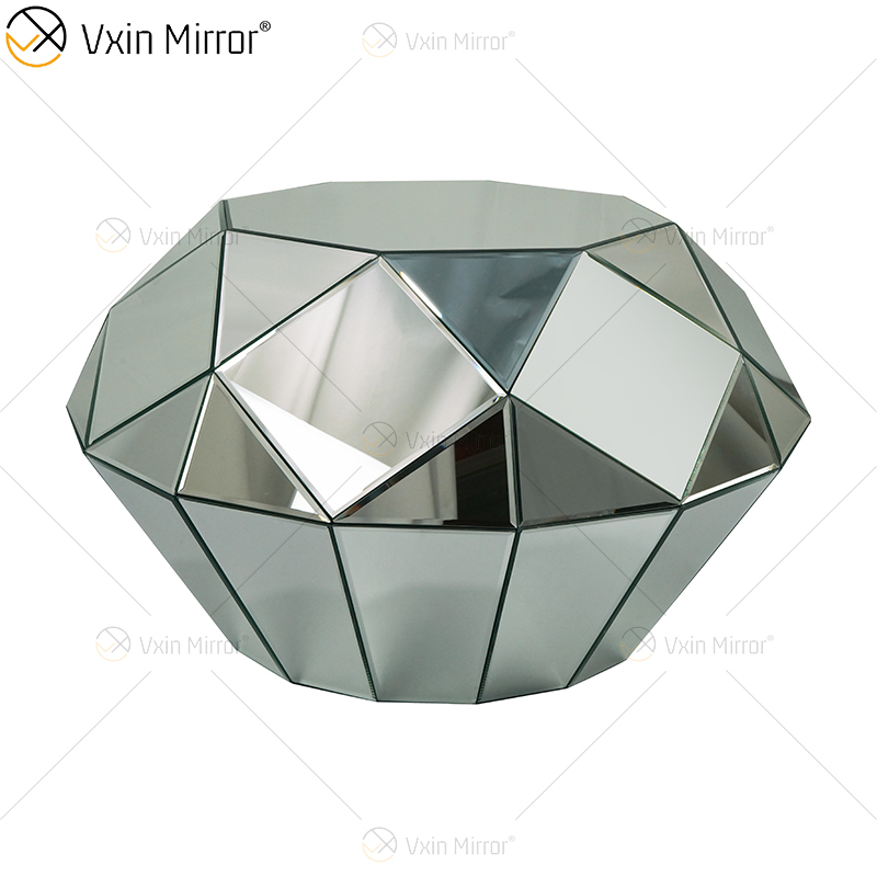 OEM самодельный WXF-1037 треугольный серебряный стеклянный журнальный столик с зеркальным отражением