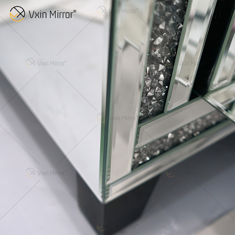 Vxin Mirror Furniture Щебень Алмазный серебряный шкаф для телевизора Зеркальные подставки под телевизор с 2 ящиками