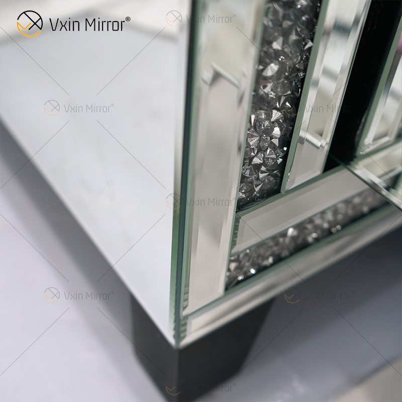 Vxin Mirror Furniture Щебень Алмазный серебряный шкаф для телевизора Зеркальные подставки под телевизор с 2 ящиками