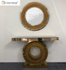 Заводская поставка Vxin Luxury Crystal Glass Brown Console Table с зеркалом