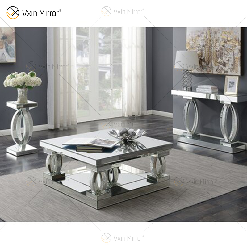 Индивидуальный приставной столик WXF-1104 Crystal Homemade Серебряный зеркальный журнальный столик