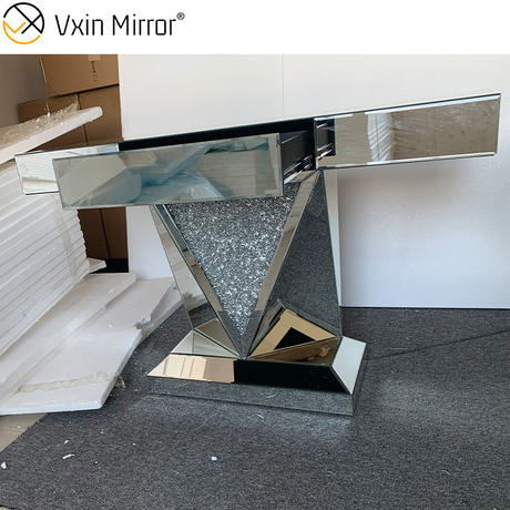 Дешевый консольный стол WXF-511 с выдвижным ящиком, современное зеркало для прихожей, роскошная мебель для дома, серебряный консольный стол