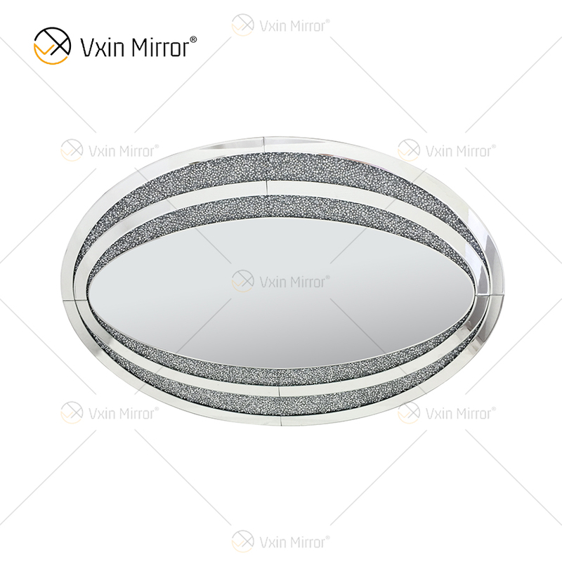 Factory Direct Oval WXM-1765 Элегантное настенное украшение Silver Diamond Mirror