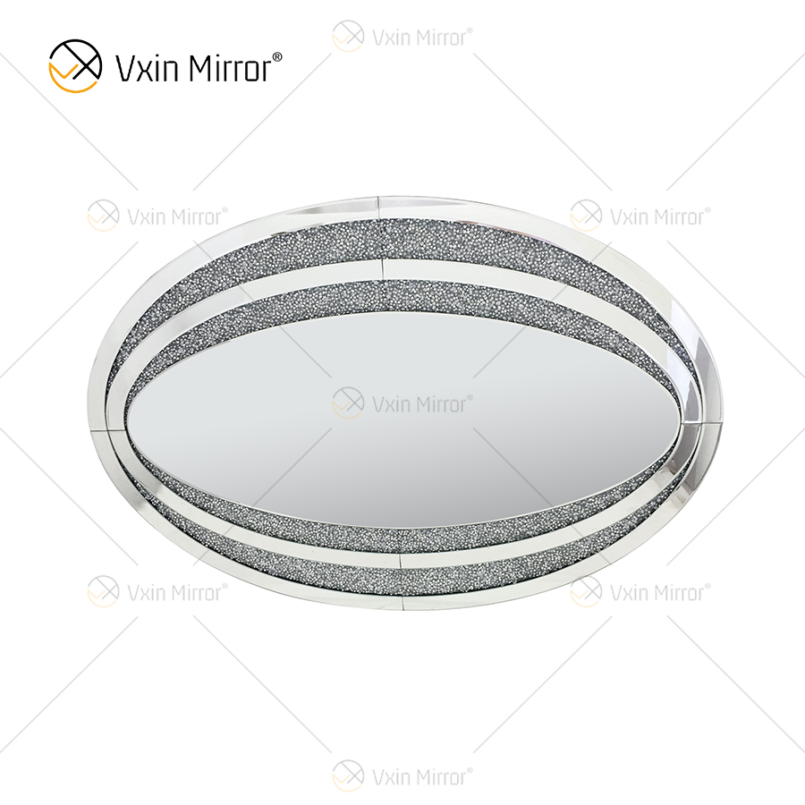 Factory Direct Oval WXM-1765 Элегантное настенное украшение Silver Diamond Mirror